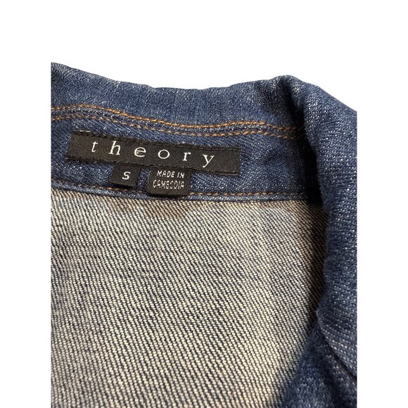 Theory Womens Denim Blazer Jacket Patty L Louisiana Style Size S Blue Button Fro - Picture 6 of 16
